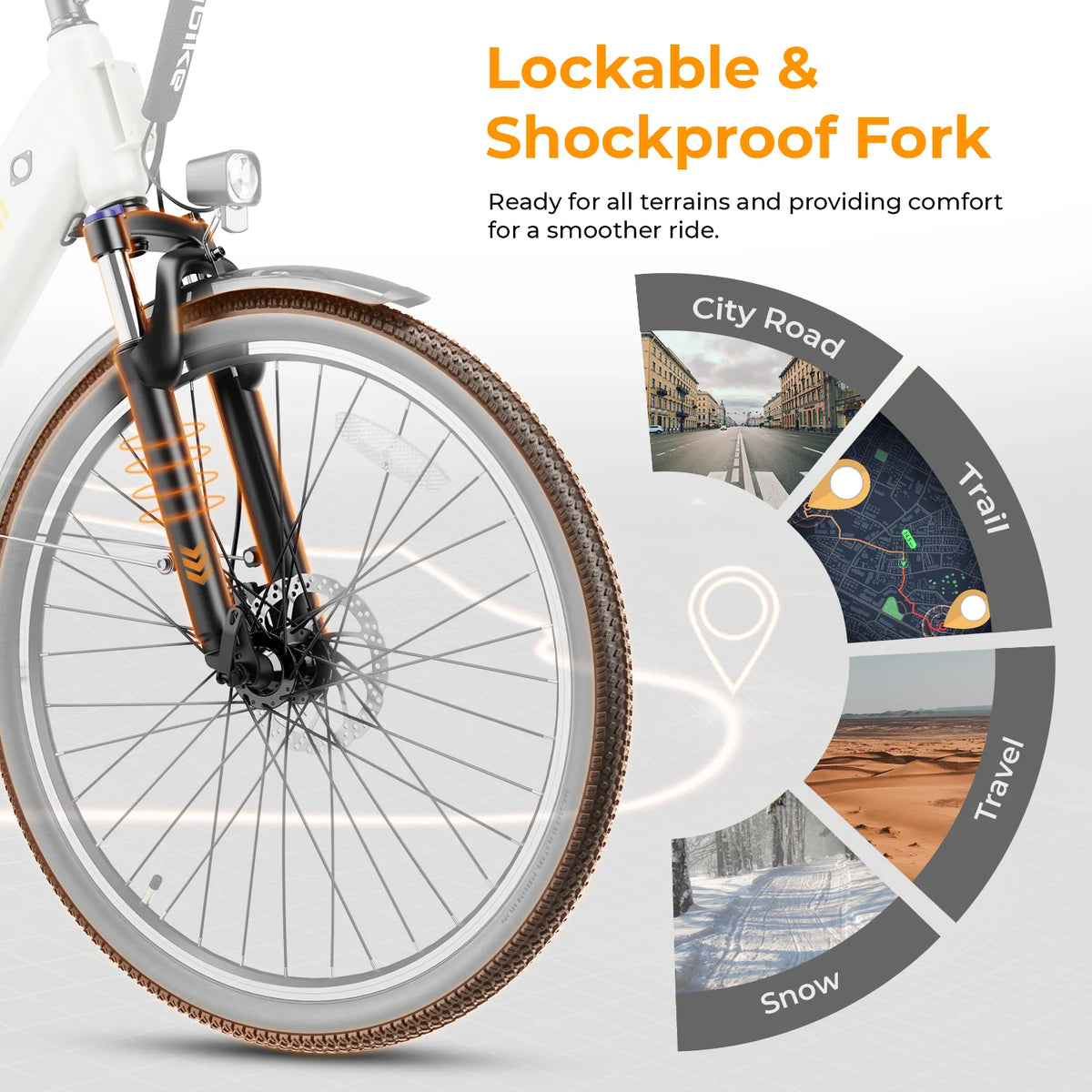 26" Electric City Cruiser Bicycle with 36V 13Ah Removable Battery, 7-Speed E21620
