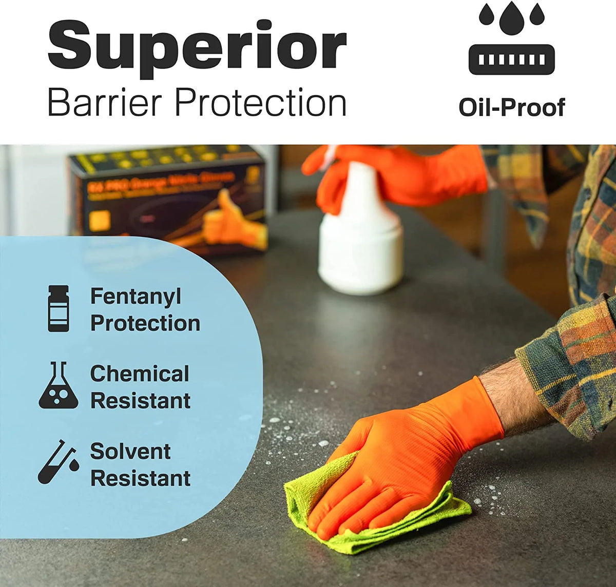 Orange Nitrile Disposable Gloves, Large, 100 Count per Box K971
