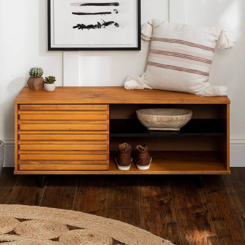 Solid Wood Storage Bench - Caramel I10045