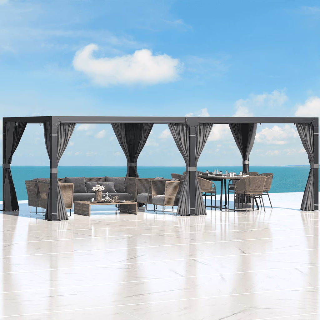 12'x20' Outdoor Louvered Pergola with Adjustable Aluminum Roof Q82074