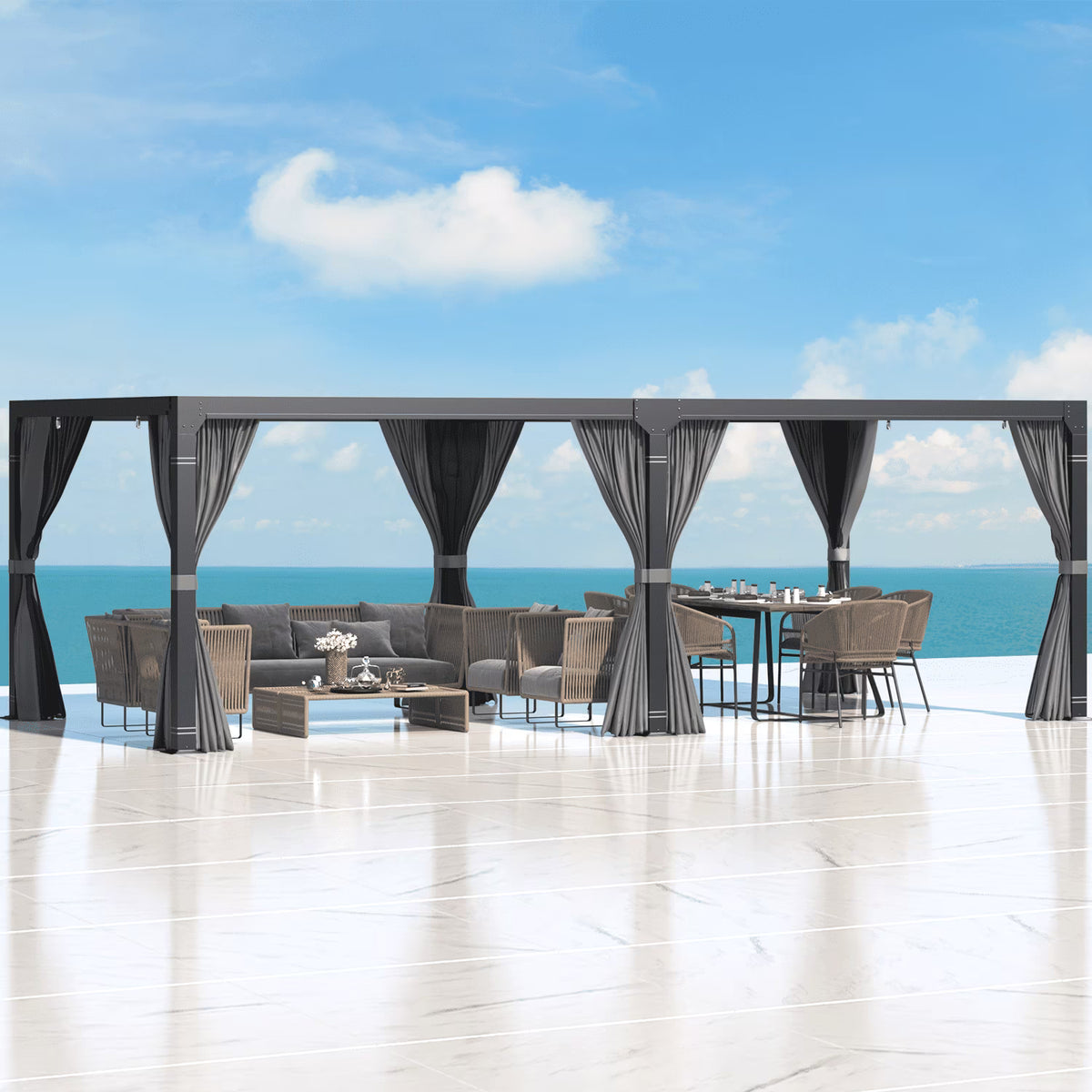 12'x20' Outdoor Louvered Pergola with Adjustable Aluminum Roof Q82074