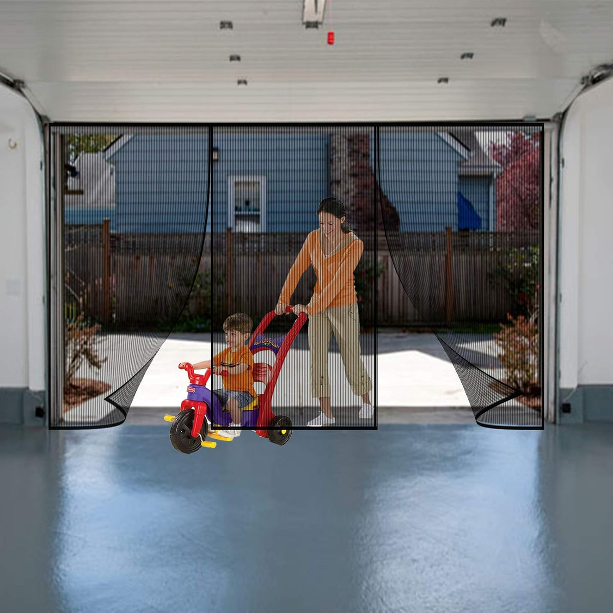 2 Car 16 x 7 Ft Retractable Magnetic Garage Door Screen Z4817