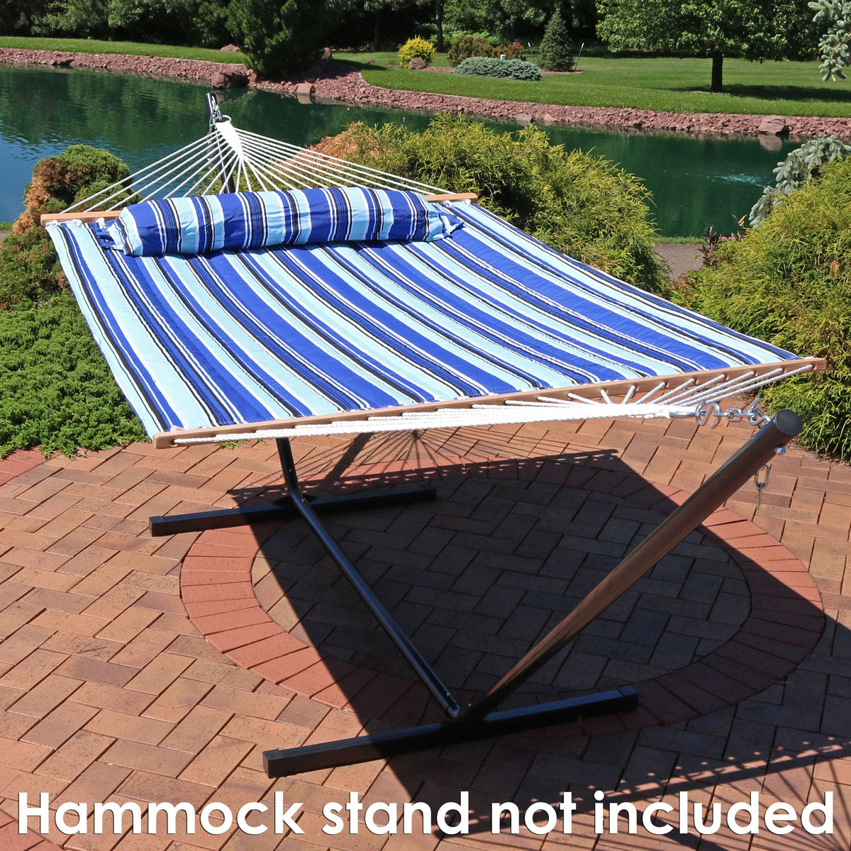 2-Person Quilted Fabric Spreader Bar Hammock and Pillow G163