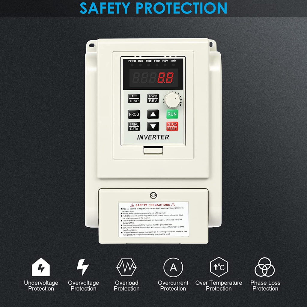 1.5kw 2HP 8A VFD Inverter Single Phase to 3 Phase Frequency Converter A12253