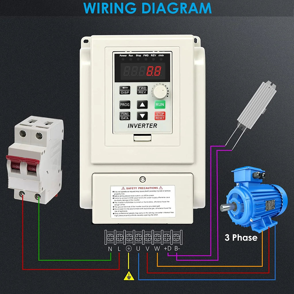 1.5kw 2HP 8A VFD Inverter Single Phase to 3 Phase Frequency Converter A12253