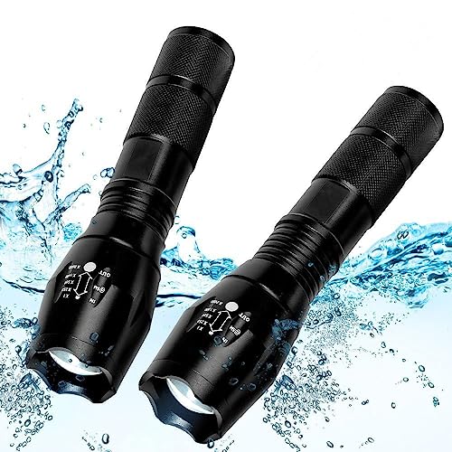 2 Pack 5 Modes 3000 High Lumens Waterproof Led Tactical Flashlights G831