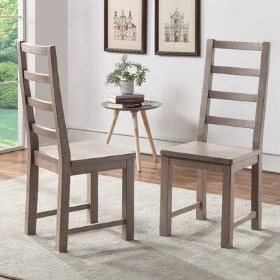 Solid Wood Ladder Back Side Chair in Gray P798119
