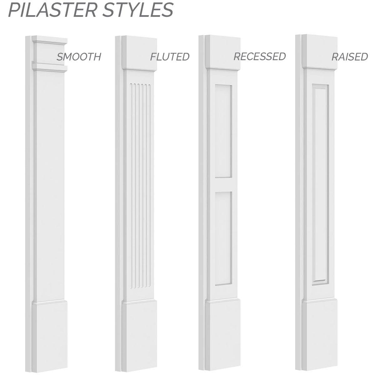 10x108 Raised Panel PVC Pilaster with Capital & Base (Pair) F4308