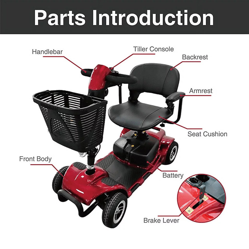 Red 4-Wheel Motorized Power Scooter P7795
