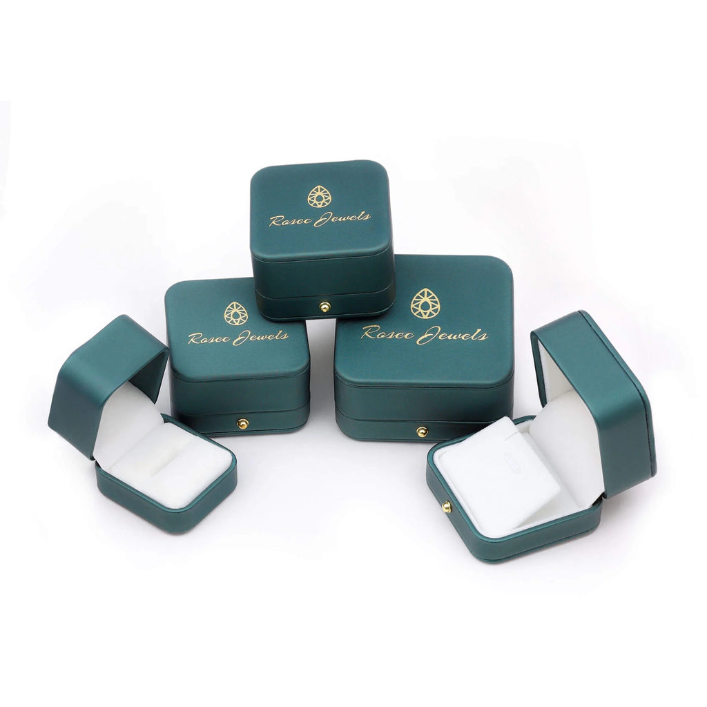 Emerald Solitaire Celtic Ring with Diamond - 6X8 mm, 925 Sterling Silver, US 13.00 J626