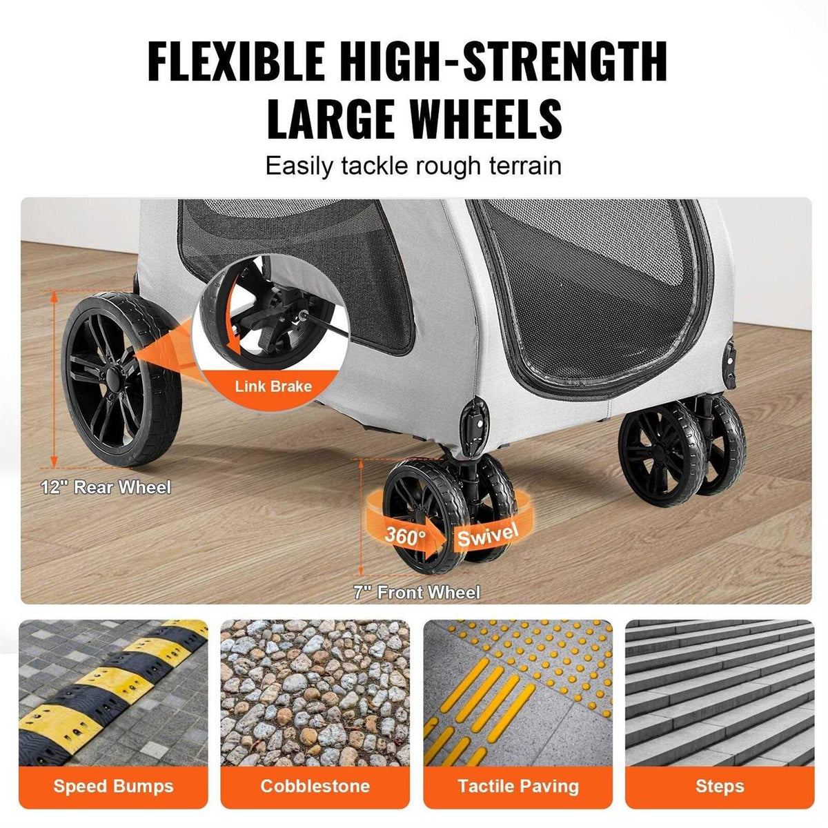 4 Wheels Pet Stroller with Brakes T1106