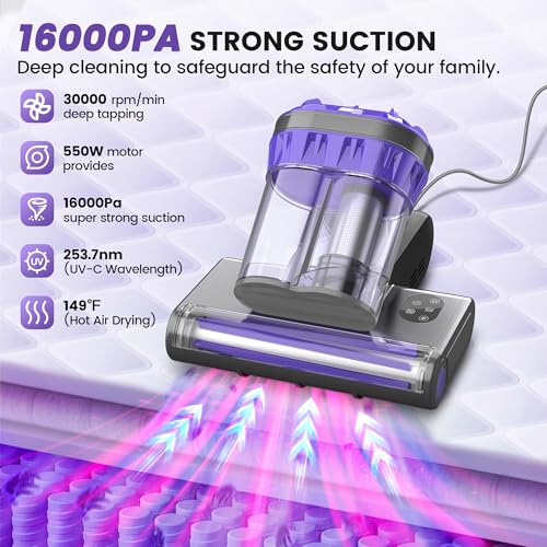 550W Handheld Mattress Vacuum Cleaner with 16Kpa Suction V7374