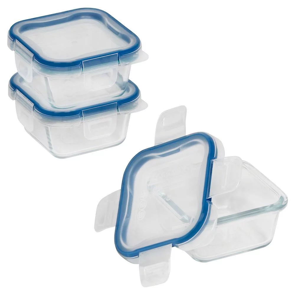 1-Cup Glass Square Storage Container (3-Pack) H270