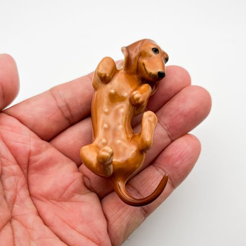 Brown Ceramic Dachshund Figurine F9008