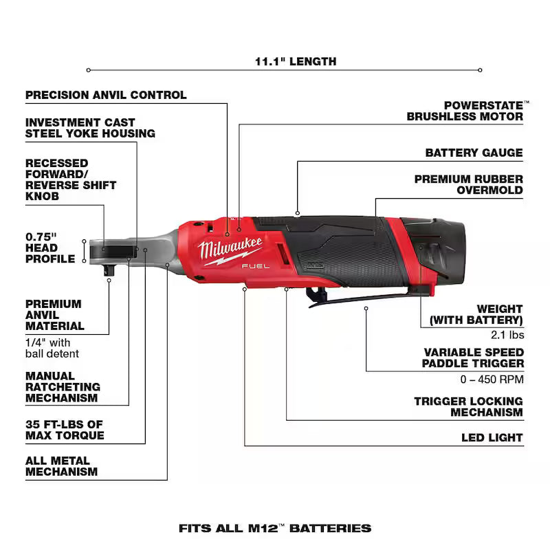 12V Lithium-Ion Brushless Cordless 1/4 in. Ratchet Kit with Compact Inflator R46717