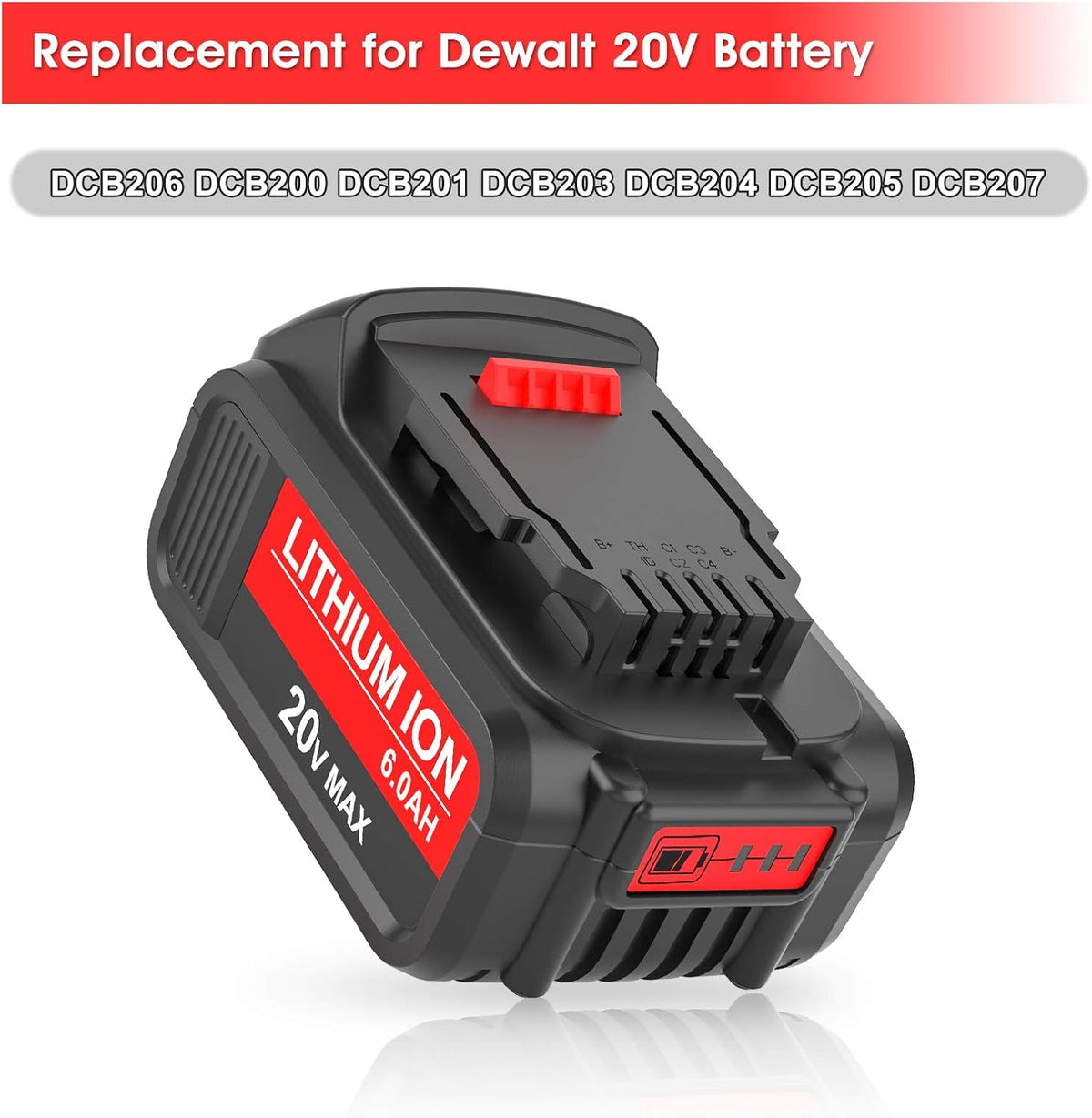 2 Pack 6.0Ah Replacement Battery for Dewalt 20V Max Lithium R795675
