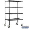 Wire 4 Shelf Shelving Unit Mobile Black L25155