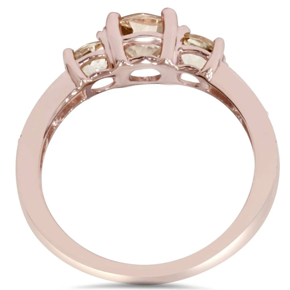 1 1/2CT Morganite & Diamond 3-Stone Engagement Ring 14K Rose Gold L232936
