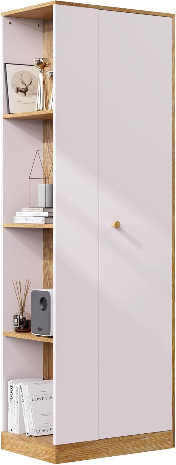 White Wardrobe Closet with Hanging Rail, 16" D x 24" W x 71" H O2556
