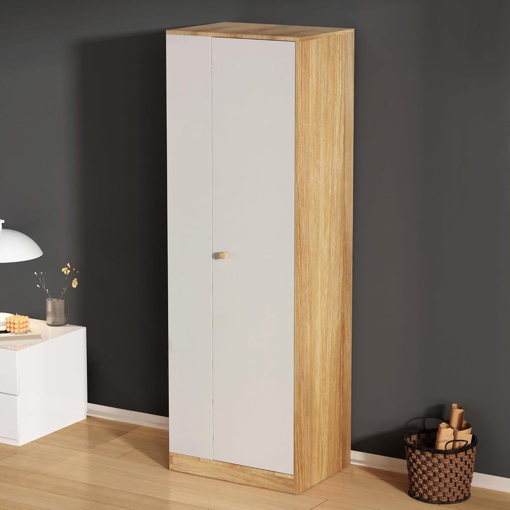 White Wardrobe Closet with Hanging Rail, 16" D x 24" W x 71" H O2556