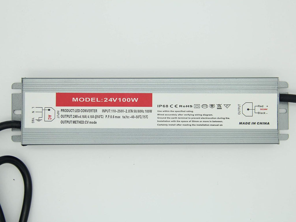 100W Waterproof IP68 LED Driver 110V-265V AC to 24V DC Power Supply Pack of 2 U10969