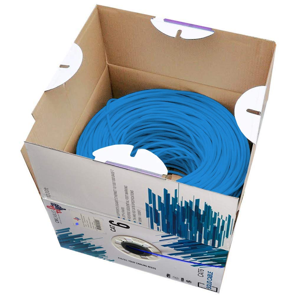 Cat6 Plenum UTP Solid Bulk Ethernet Network Cable 550 Mhz 23 AWG Blue N44985