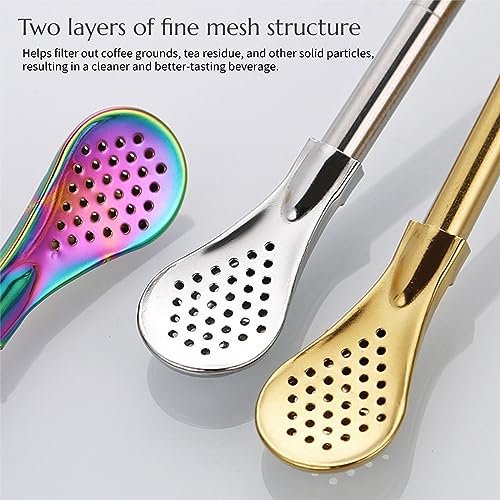 4pcs Stainless Steel Spoon Straws with Cleaning Brush Q516663
