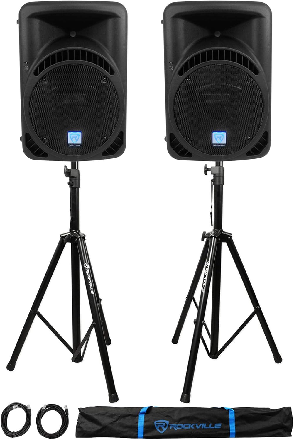 12 Active Bluetooth DJ Speakers with Stands and Cables E59756