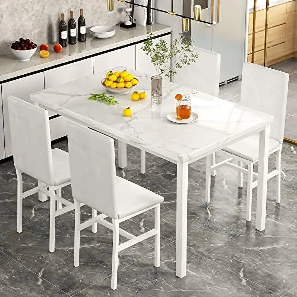 5-Piece Faux Marble Kitchen Table & Chair Set R348351