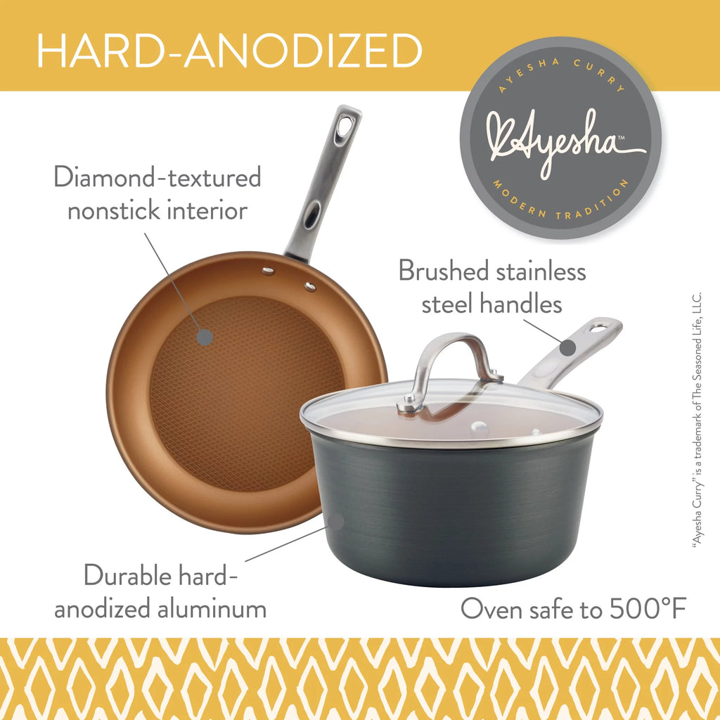 Hard-Anodized Nonstick Sauce Pan with Lid, 2-Quart, Gray R47149