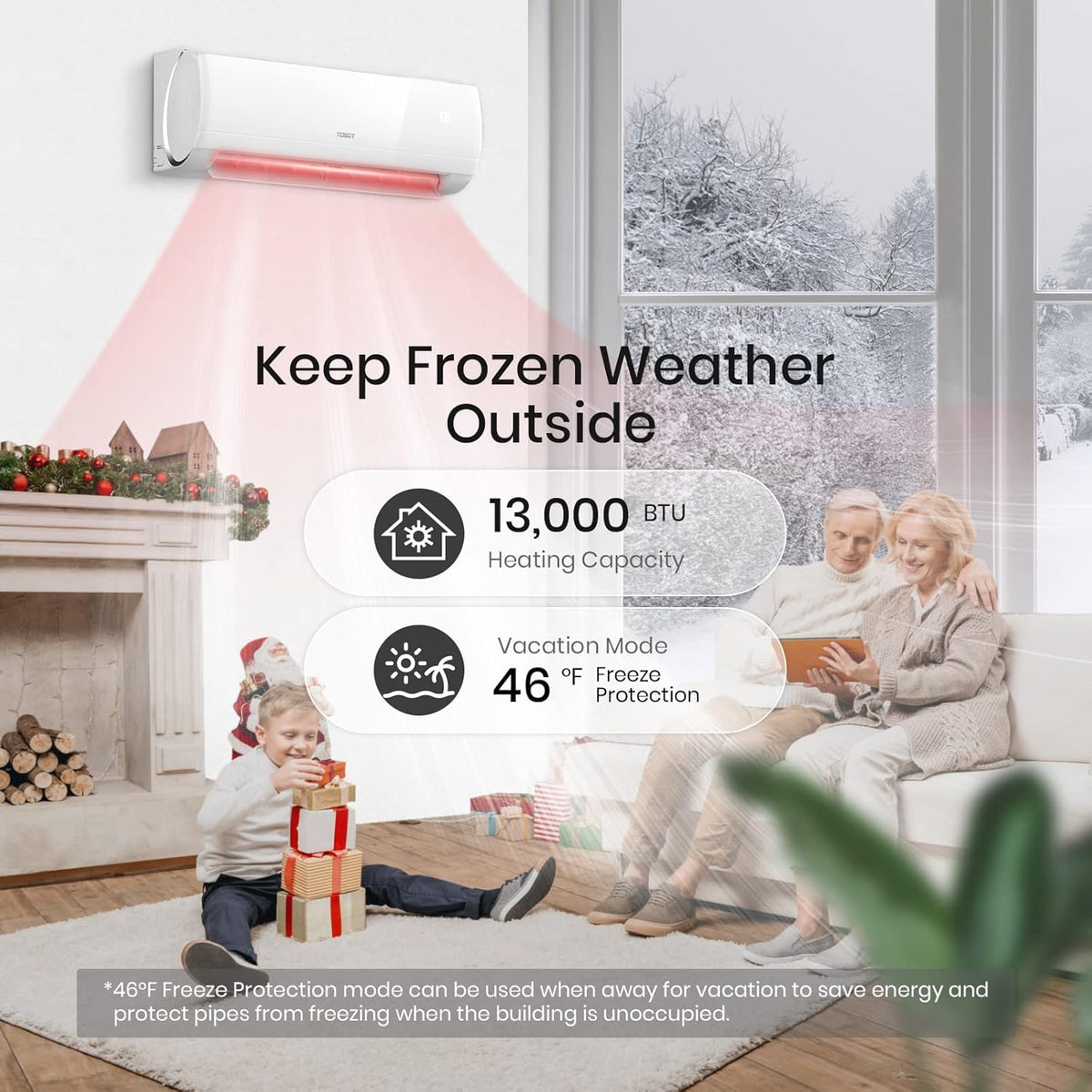 12,000 BTU Ductless Mini-Split Air Conditioner Heat Pump with Installation Kit T7036