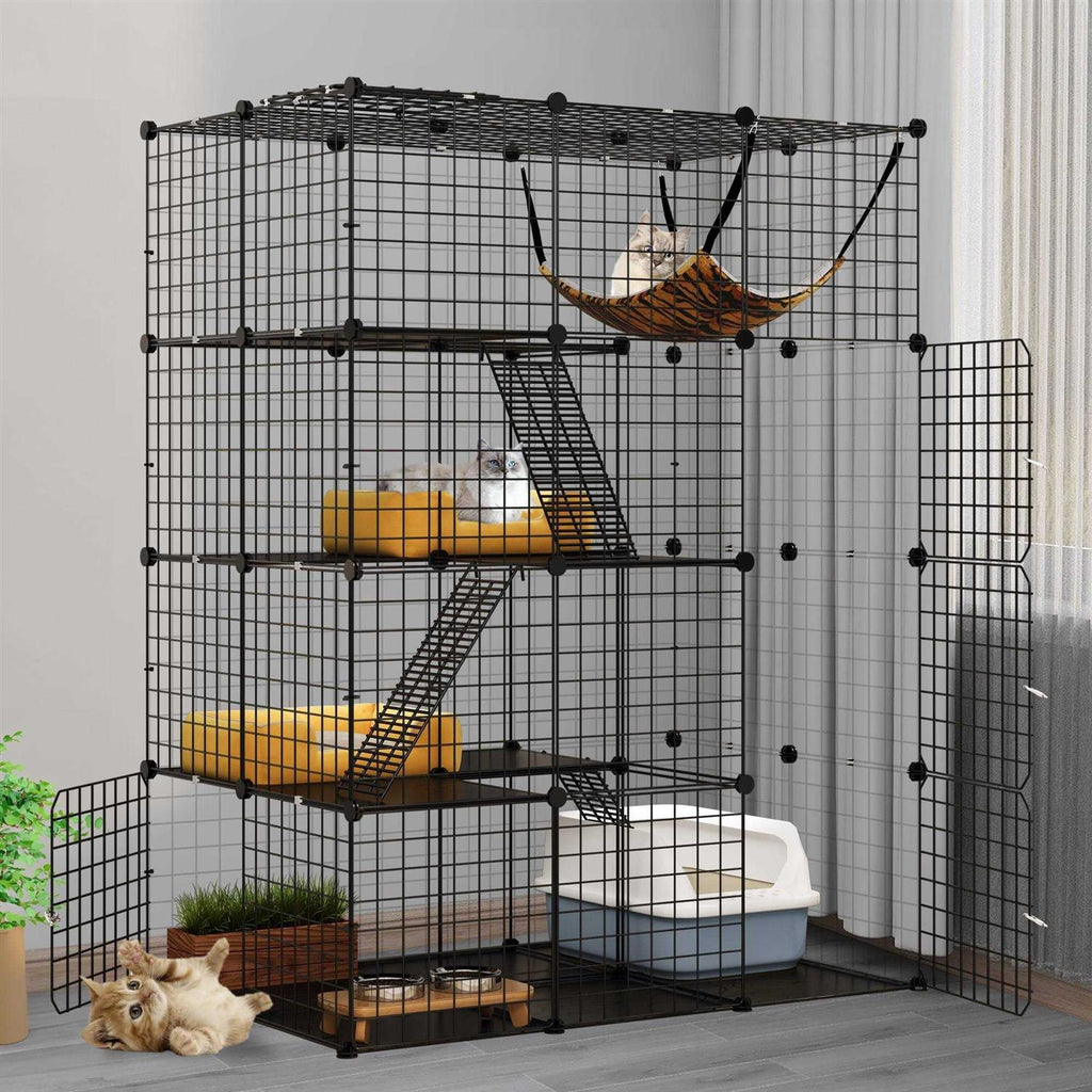 4-Tier Cat Cage Metal Wire Cat Playpen D173302