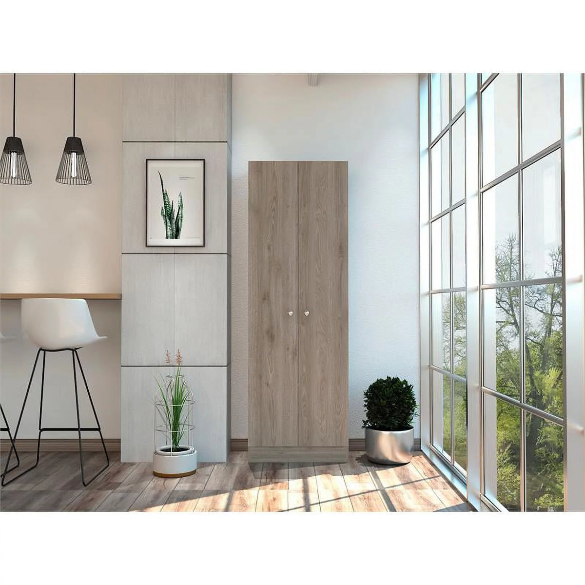 2-Door Engineered Wood Pantry Cabinet in Gray R551697