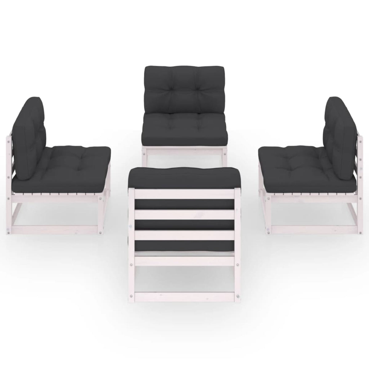 4 Piece White Pinewood Outdoor Sectional Sofa Set with Cushion S682