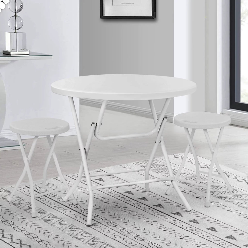 White 2.6Ft Round Folding Plastic Table H7079