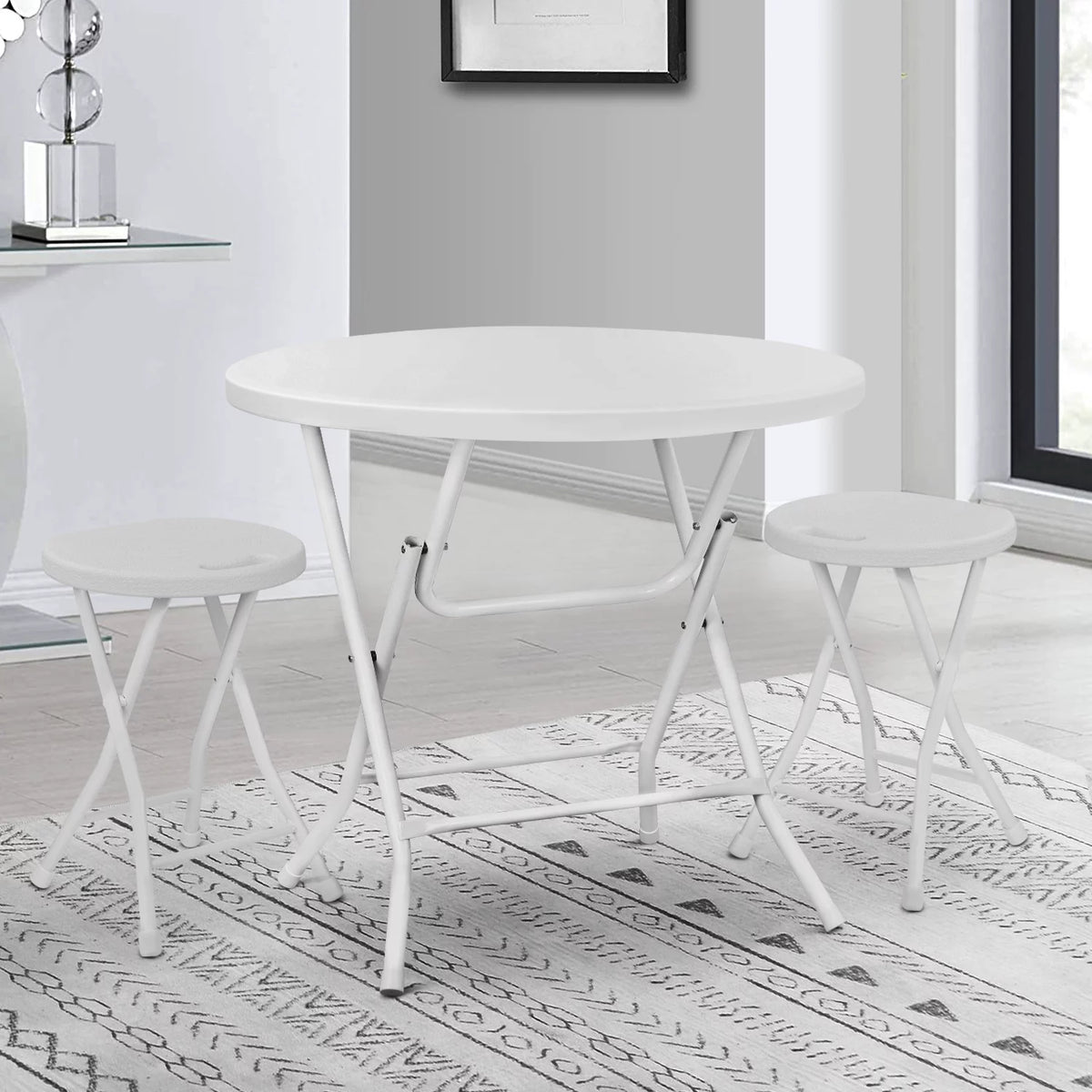 White 2.6Ft Round Folding Plastic Table H7079