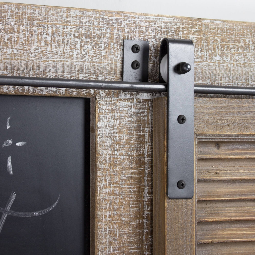 Rustic Wood Sliding Barn Door Chalkboard - Brown N10370
