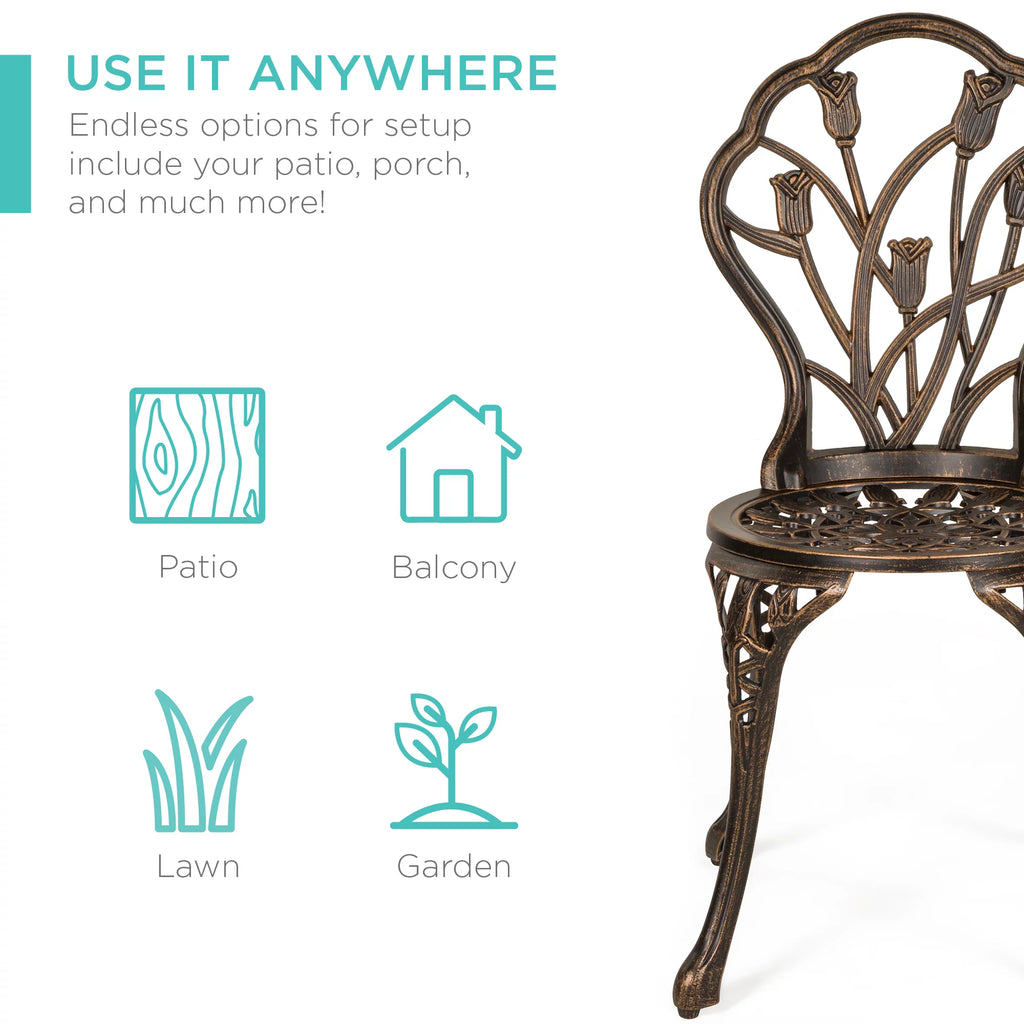 3-Piece Cast Aluminum Patio Bistro Furniture Set J840602