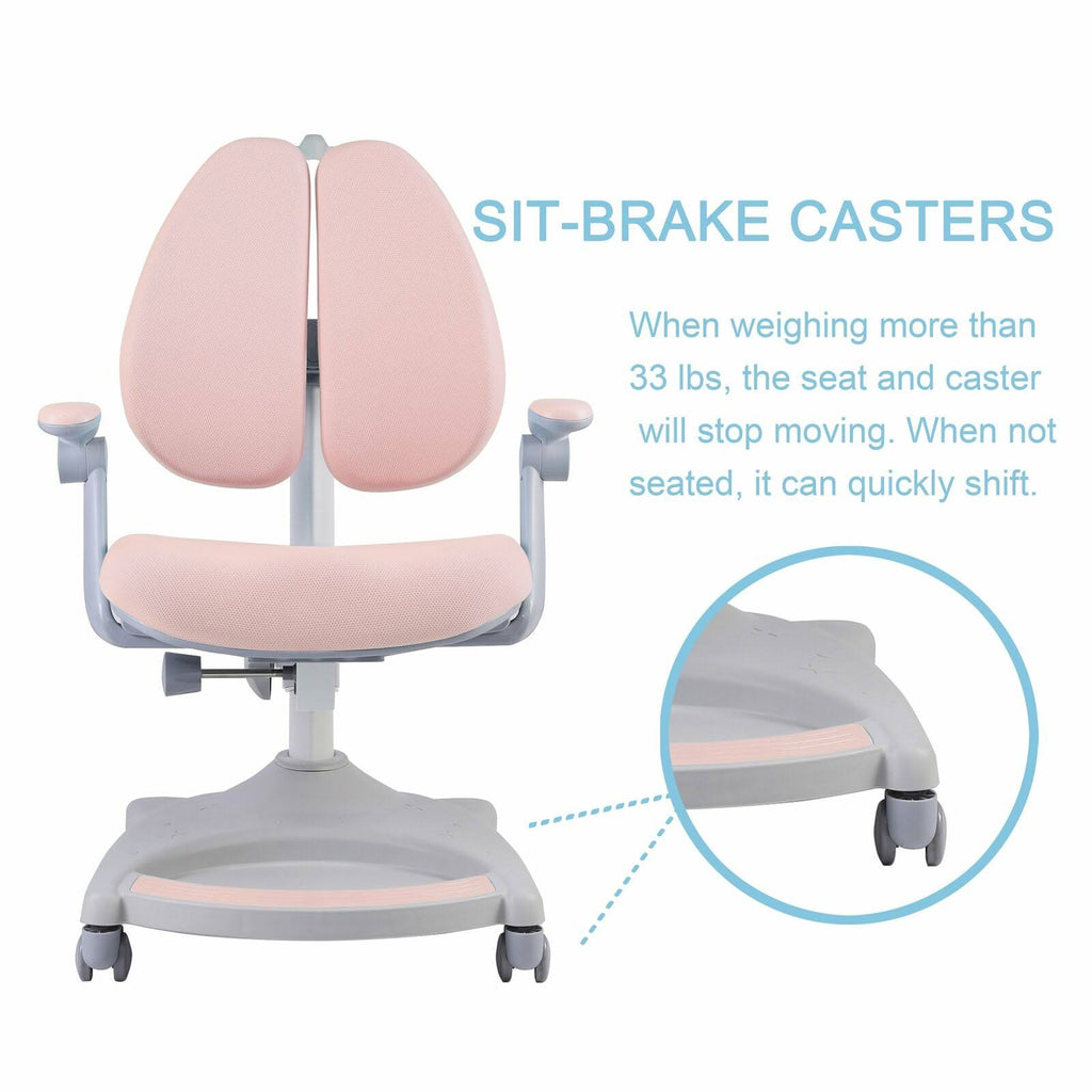 Adjustable Height Kids Desk Chair with Sit-Brake Casters U18136