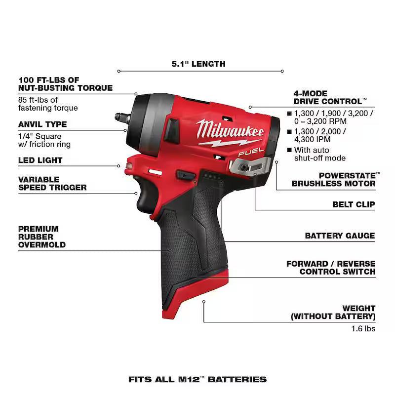 12V Lithium-Ion Brushless Cordless 1/4 in. Impact Wrench P784637