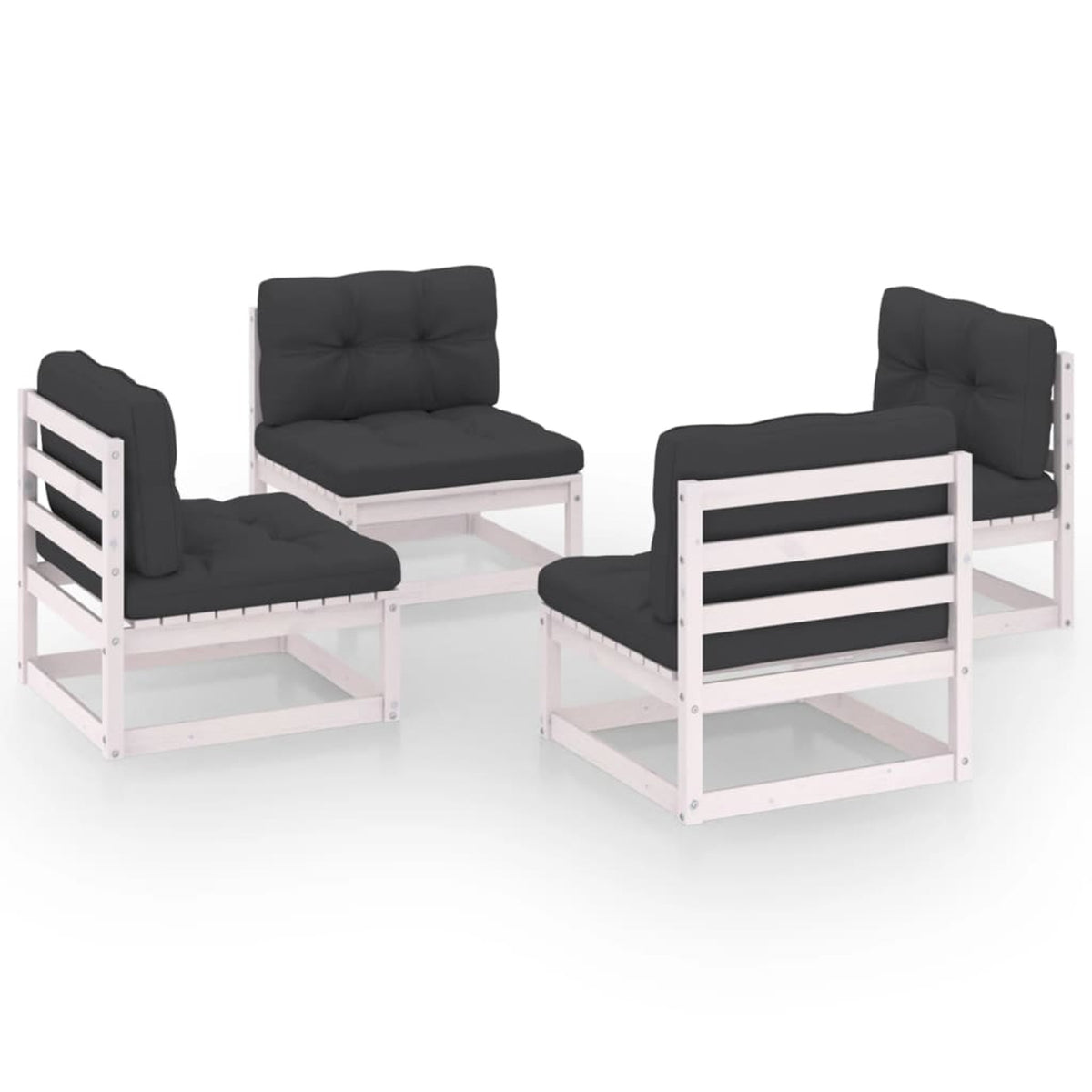 4 Piece White Pinewood Outdoor Sectional Sofa Set with Cushion S682