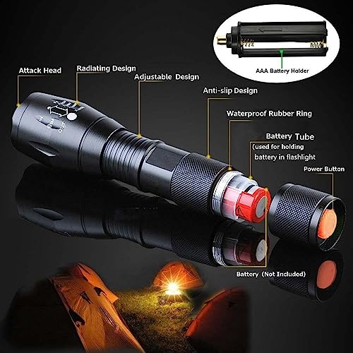 2 Pack 5 Modes 3000 High Lumens Waterproof Led Tactical Flashlights G831