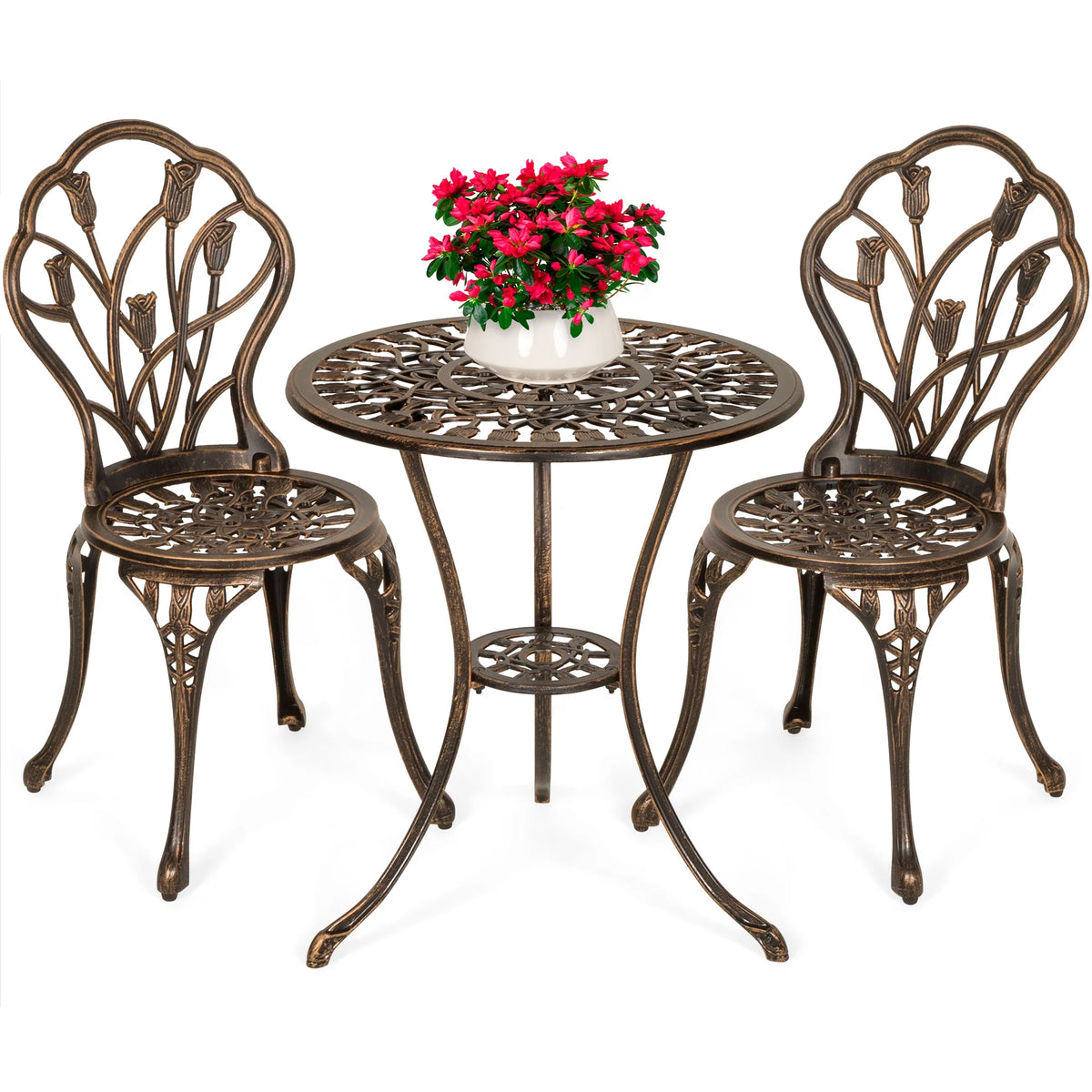 3-Piece Cast Aluminum Patio Bistro Furniture Set J840602