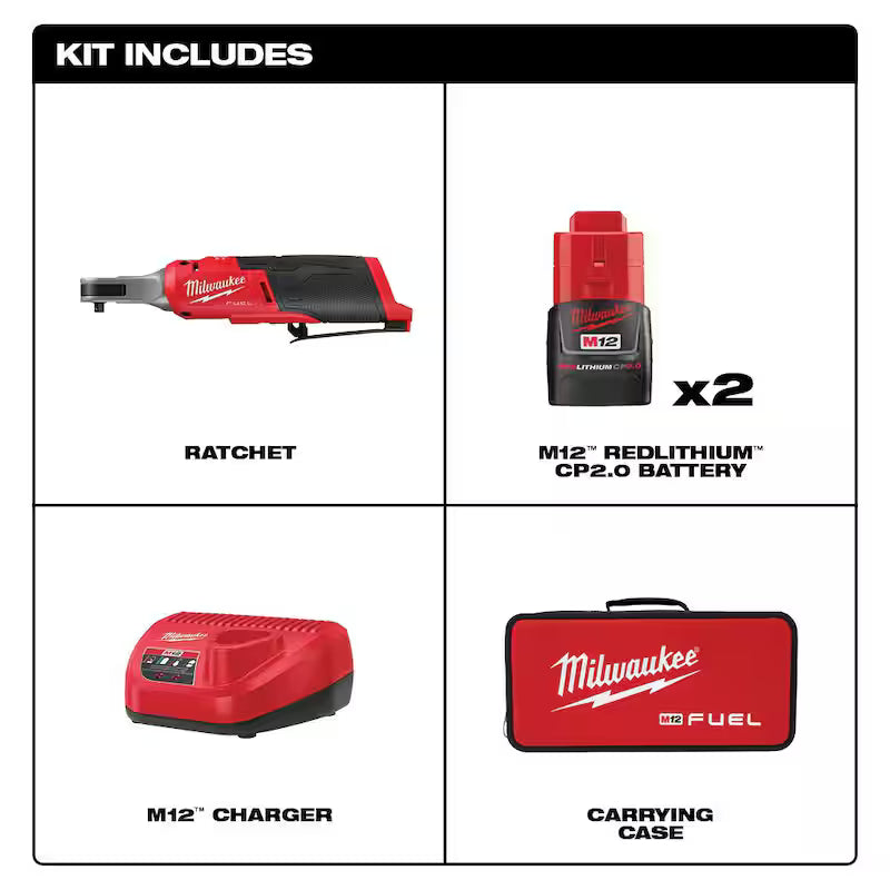 12V Lithium-Ion Brushless Cordless 1/4 in. Ratchet Kit with Compact Inflator R46717