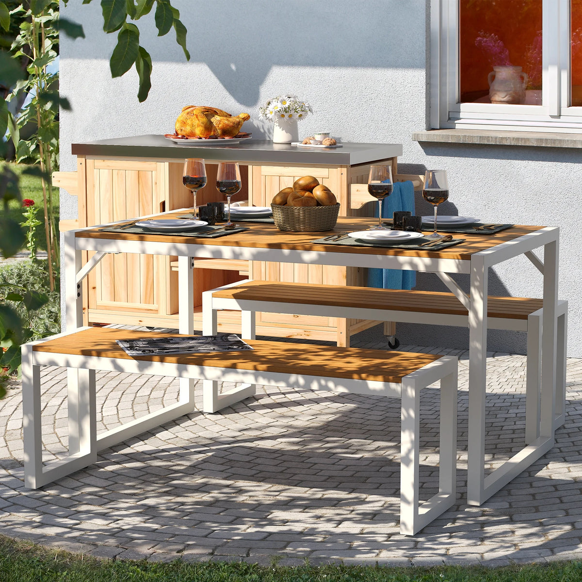 3 Pieces Patio Dining Table Set K861368