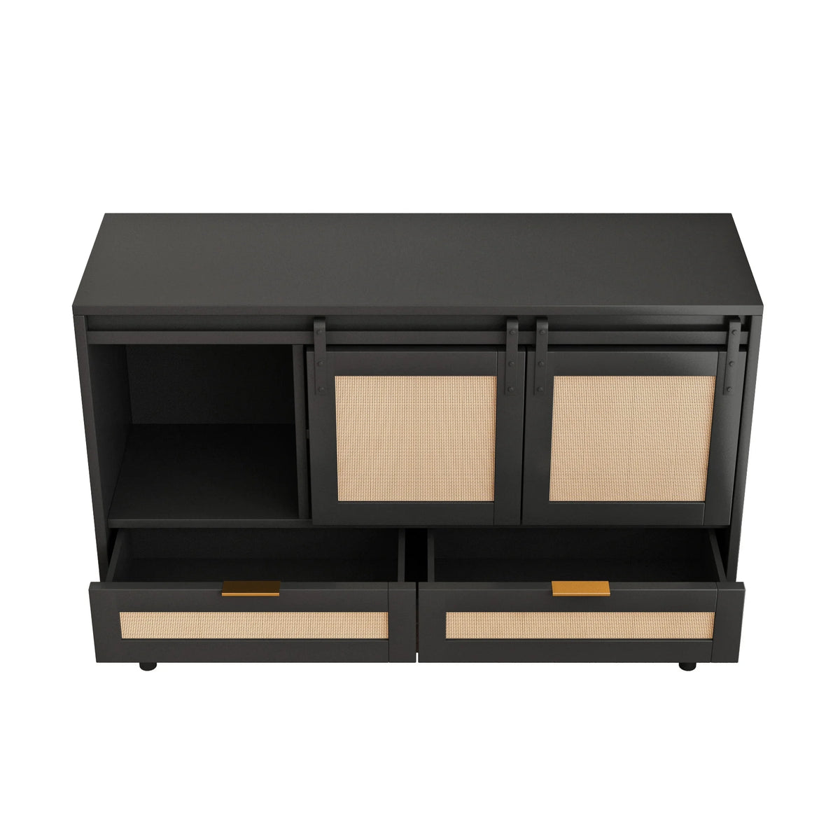 Black Sliding Barn Door Storage Cabinet B8542