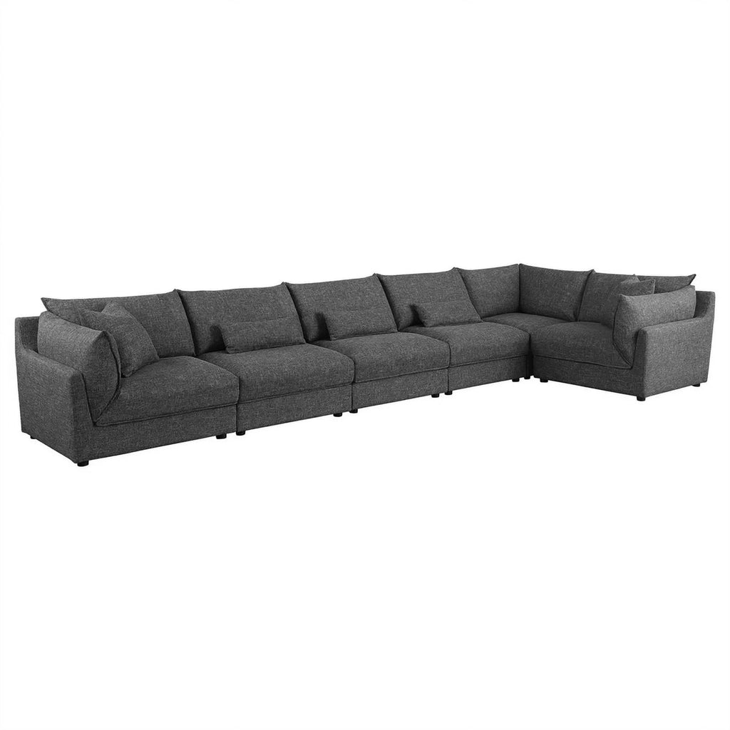 Barely Black Upholstered Fabric 6-Piece Modular Sectional I22067