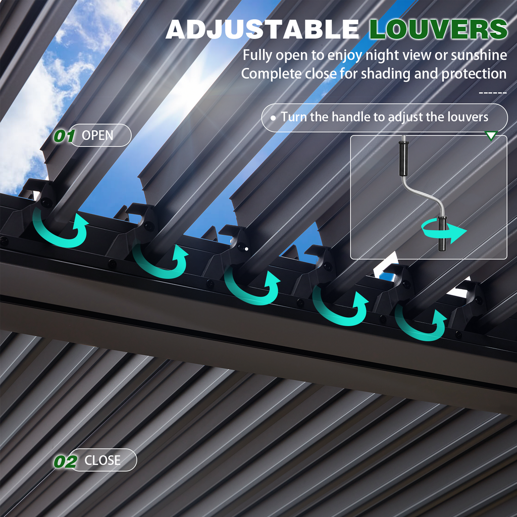 12'x20' Outdoor Louvered Pergola with Adjustable Aluminum Roof Q82074