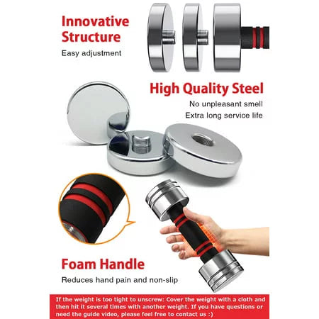 Adjustable Dumbbells Pair Steel Weight Set with Foam Handle A8855