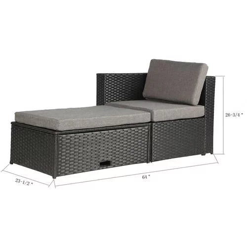 All Weather Wicker 4 Piece Corner Sofa Conversation Set J128892